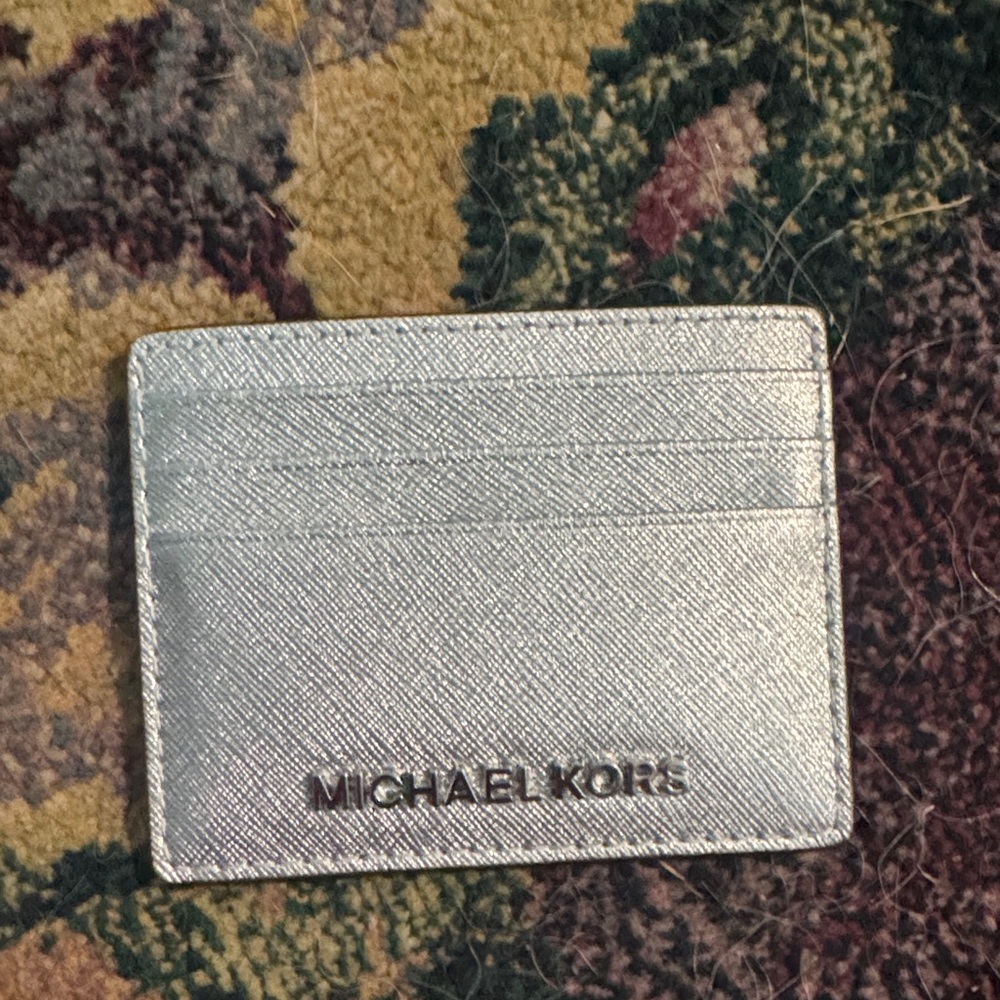 Michael Kors Metallic Silver Card Holder